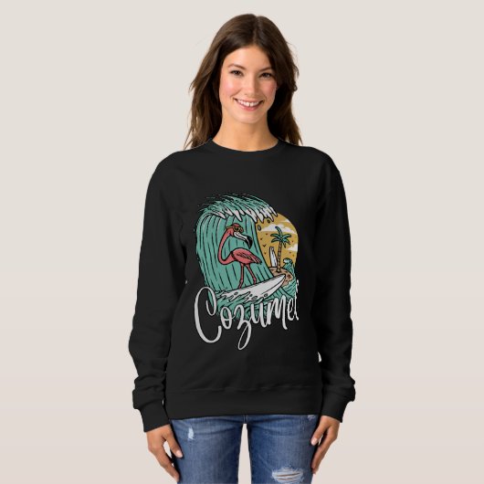 Cozumel Mexico Retro Flamingo Sweatshirt (Vorne ganz)