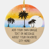 Cozumel Mexico Retro Sunset Palm Tree Souvenir 60e Keramik Ornament (Hinten)