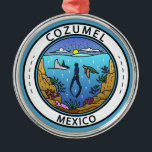 Cozumel Mexico Scuba Abzeichen Ornament Aus Metall<br><div class="desc">Cozumel Vektorgrafik Design. Eine mexikanische Insel im Karibischen Meer,  ein beliebter Kreuzfahrtschiffhafen,  bekannt für sein Tauchen.</div>