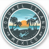 Cozumel Mexico Scuba Diving Sunset Souvenir 80er Aufkleber (Vorderseite)