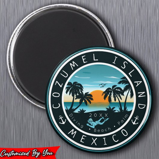 Cozumel Mexico Scuba Diving Sunset Souvenir 80er Magnet
