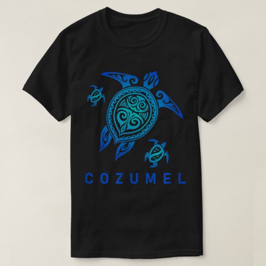 Cozumel Mexico Sea Blue Tribal Turtle T-Shirt (Design vorne)