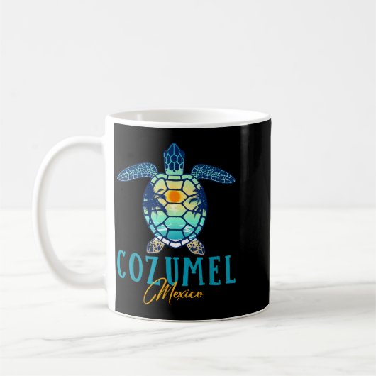 Cozumel Mexico Sea Turtle Palm Tree Sunset Beach V Kaffeetasse (Links)