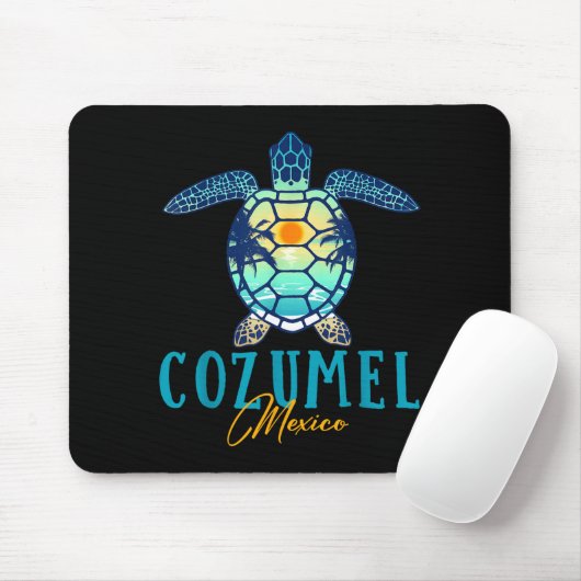 Cozumel Mexico Sea Turtle Palm Tree Sunset Beach V Mousepad (Mit Mouse)
