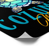 Cozumel Mexico Sea Turtle Palm Tree Sunset Beach V Poster (Ecke)