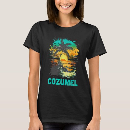 Cozumel Mexico Tropical Sunset Beach Souvenir Vaca T-Shirt (Vorderseite)