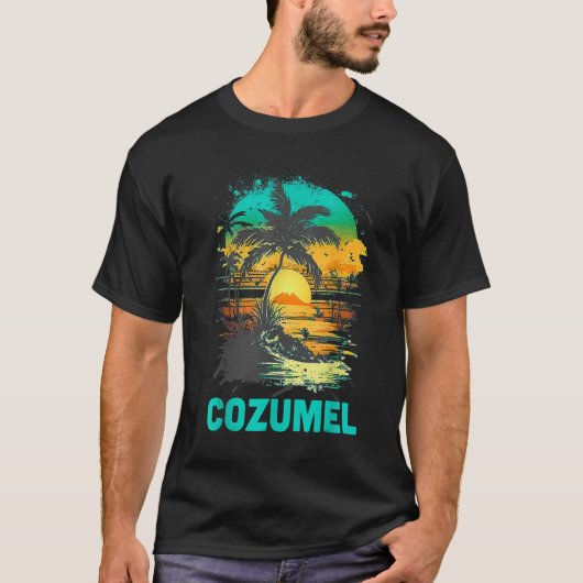 Cozumel Mexico Tropical Sunset Beach Souvenir Vaca T-Shirt (Vorderseite)