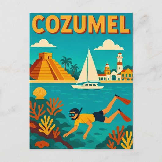Cozumel Mexiko Farbige Postkarte (Vorderseite)