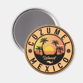 Cozumel Mexiko Insel Retro Sunset Souvenirs Magnet (Vorderseite/Rückseite)