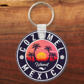 Cozumel Mexiko Insel Retro Sunset Souvenirs Schlüsselanhänger (Rückseite)