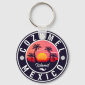 Cozumel Mexiko Insel Retro Sunset Souvenirs Schlüsselanhänger (Rückseite)
