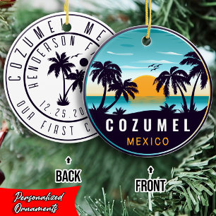 Cozumel Mexiko Palme Vintage Reisemitbringsel Keramik Ornament