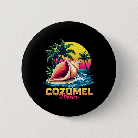 Cozumel Mexiko Strand Karibik Urlaub Reise Button (Vorderseite)