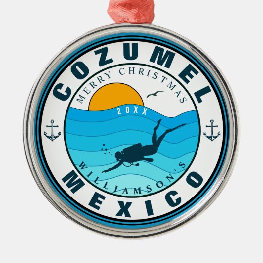 Cozumel Mexiko Tauchen Urlaub Souvenir Ornament Aus Metall (Vorne)
