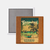 Cozumel Palm Tree Retro 80er Mexican Playa Magnet (Vorderseite/Rückseite)