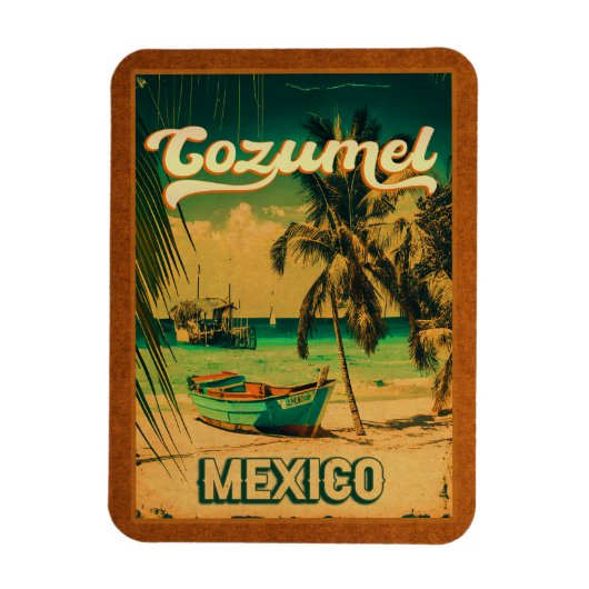 Cozumel Palm Tree Retro 80er Mexican Playa Magnet (Vertikal)