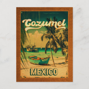 Cozumel Palm Tree Retro 80er Mexican Playa Postkarte
