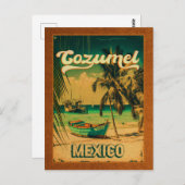 Cozumel Palm Tree Retro 80er Mexican Playa Postkarte (Vorne/Hinten)