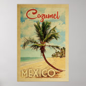 Cozumel Palm Tree Vintage Travel Poster (Vorne)