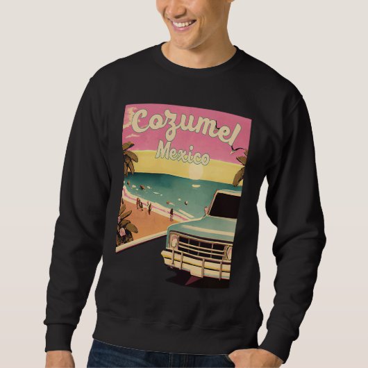 Cozumel Retro Beach Vacation Graphics Cozumel Surf Sweatshirt (Vorderseite)