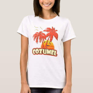 Cozumel Summer Palm Trees 80er Beach Sunset T-Shirt