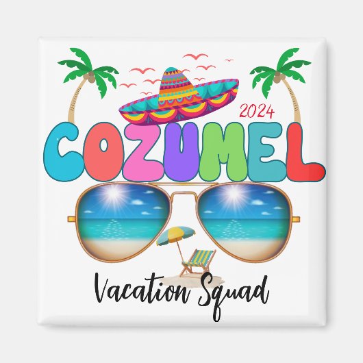 Cozumel Urlaub Squad Sun, Sand und Erinnerungen Me Magnet (Vorne)