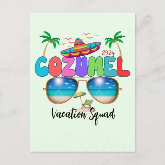Cozumel Urlaub Squad Sun, Sand und Erinnerungen Me Postkarte (Vorderseite)