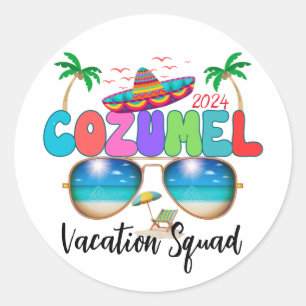 Cozumel Urlaub Squad Sun, Sand und Erinnerungen Me Runder Aufkleber