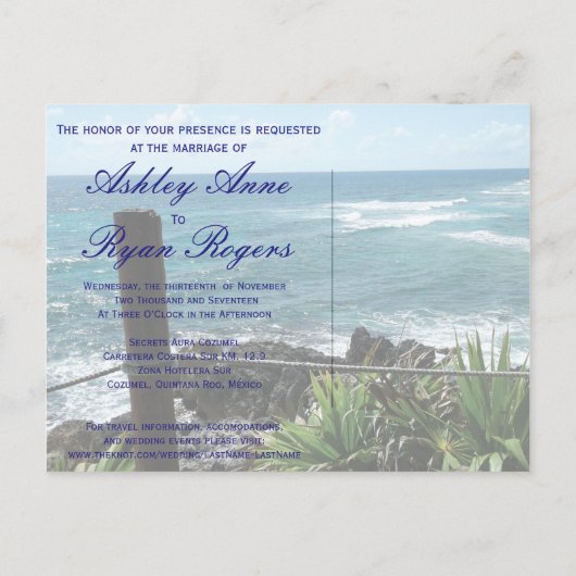 Cozumel Wedding Einladung (Rückseite)