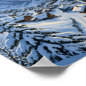 Cozy Alpine Village Dawn Snowy Mountain Valley Poster (Ecke)