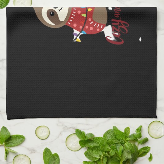 Cozy And Bright Sloth Christmas Lights (1) Geschirrtuch (Gefaltet)