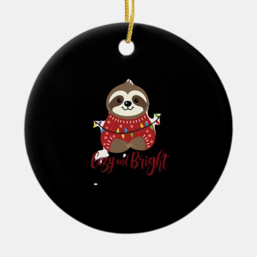 Cozy And Bright Sloth Christmas Lights (1) Keramik Ornament (Vorne)