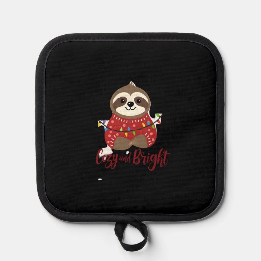 Cozy And Bright Sloth Christmas Lights (1) Topflappen (Vorderseite)