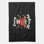 Cozy And Bright Sloth Christmas Lights (2) Geschirrtuch (Vertikal)