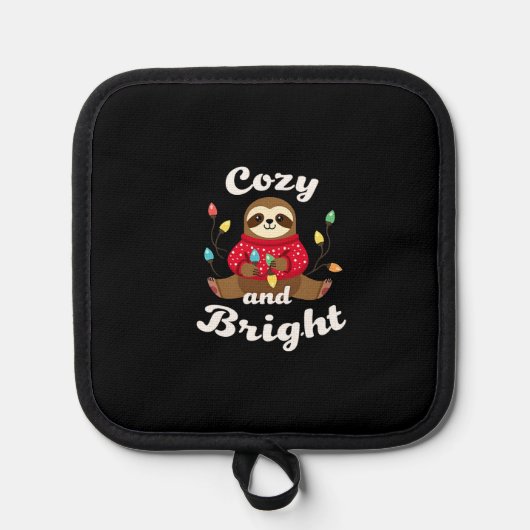Cozy And Bright Sloth Christmas Lights (2) Topflappen (Vorderseite)
