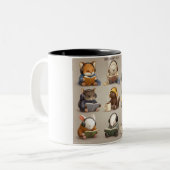 Cozy Animal Friends Reading and Relaxing Zweifarbige Tasse (Vorderseite Links)