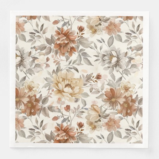 Cozy Autumn Aesthetic Fall Floral Pattern Serviette (Vorderseite)