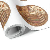 Cozy Autumn Books and Coffee Illustration Geschenkpapier (Rolleneckpunkt)
