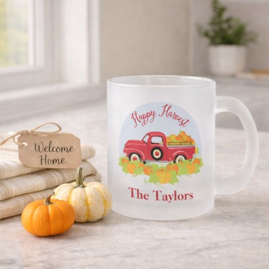 Cozy Autumn Farmhouse Happy Harvest Mattglastasse