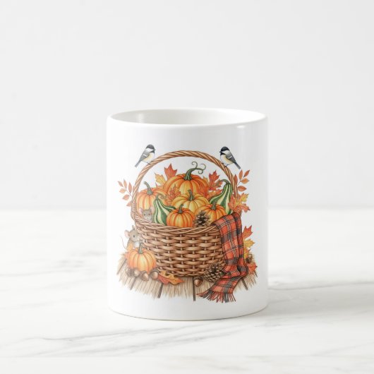 Cozy Autumn Harvest Basket with Mice and Birds Kaffeetasse (Mittel)