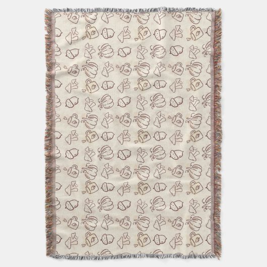 Cozy Autumn Harvest Doodle Pattern Woven Throw Bla Decke (Vorderseite Vertikal)