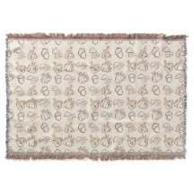 Cozy Autumn Harvest Doodle Pattern Woven Throw Bla