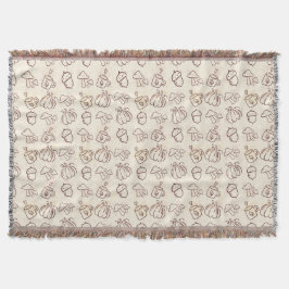 Cozy Autumn Harvest Doodle Pattern Woven Throw Bla Decke