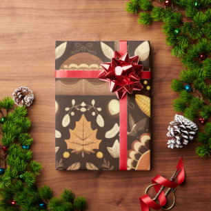 Cozy Autumn Harvest Wird Thanksgiving Pumpkin Geschenkpapier