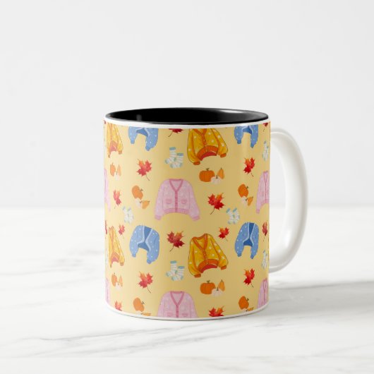 Cozy Autumn Sweater Pattern Zweifarbige Tasse (VorderseiteRechts)