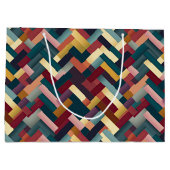 Cozy Autumn Tones Weave Pattern Große Geschenktüte (Rückseite)