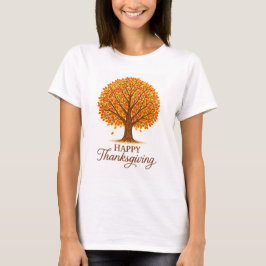 Cozy Autumn Tree Happy Thanksgiving T-Shirt