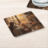 Cozy Autumn Vibes | Personalized Fall Cabin Window Rechteckiger Pappuntersetzer (angewinkelt)