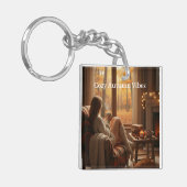 Cozy Autumn Vibes | Personalized Fall Cabin Window Schlüsselanhänger (Vorderseite links)