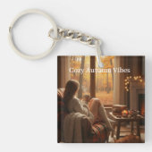 Cozy Autumn Vibes | Personalized Fall Cabin Window Schlüsselanhänger (Vorderseite)